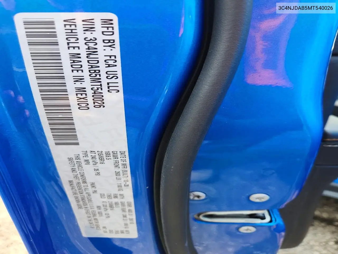 2021 Jeep Compass Sport VIN: 3C4NJDAB5MT540026 Lot: 61131846