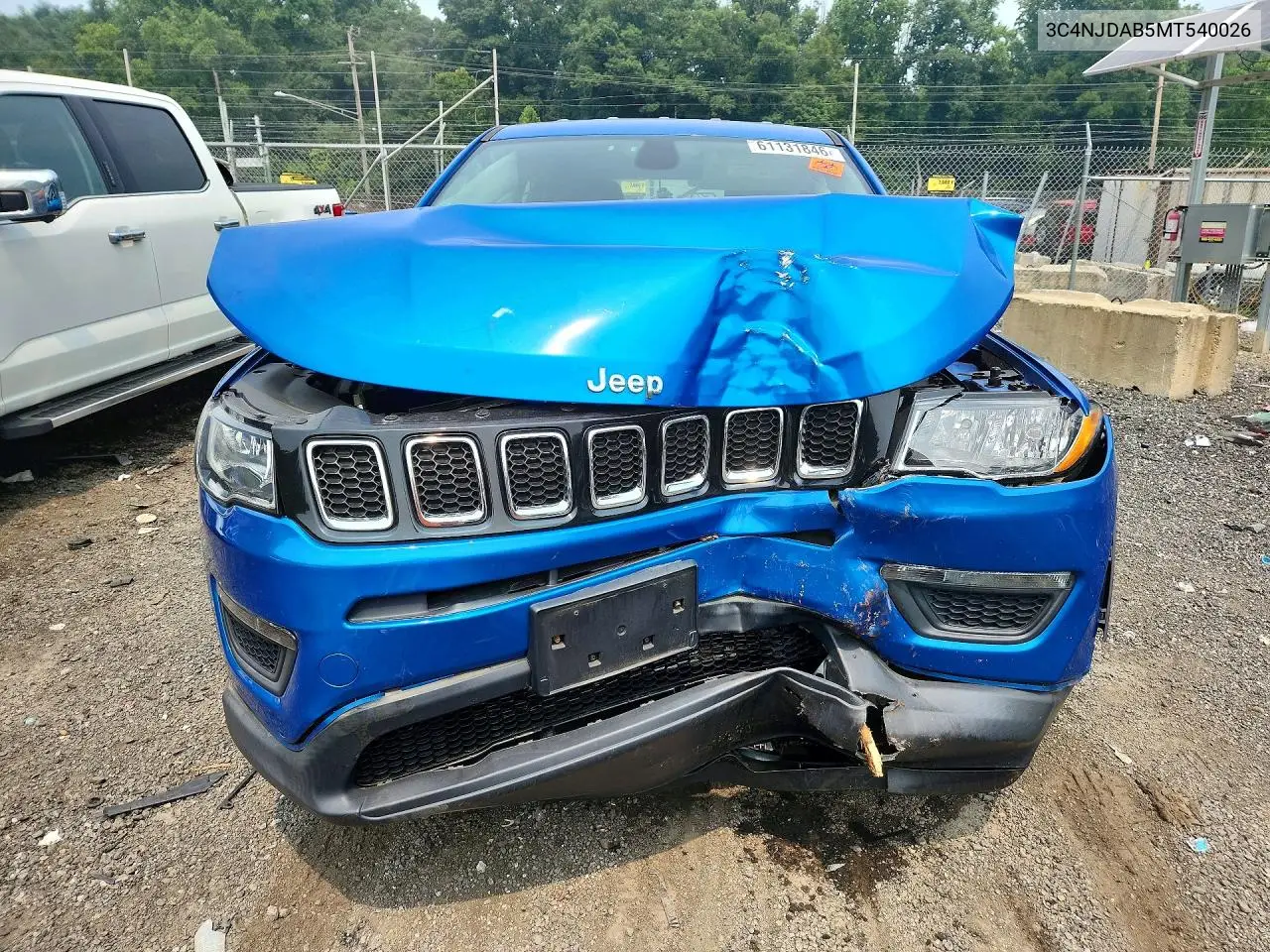2021 Jeep Compass Sport VIN: 3C4NJDAB5MT540026 Lot: 61131846
