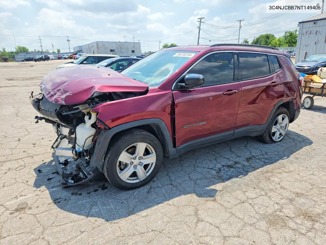 2022 Jeep Compass Latitude VIN: 3C4NJCBB7NT149406 Lot: 59670316