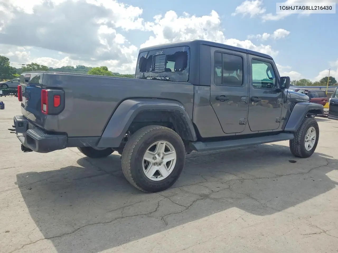 2020 Jeep Gladiator Sport VIN: 1C6HJTAG8LL216430 Lot: 55243466