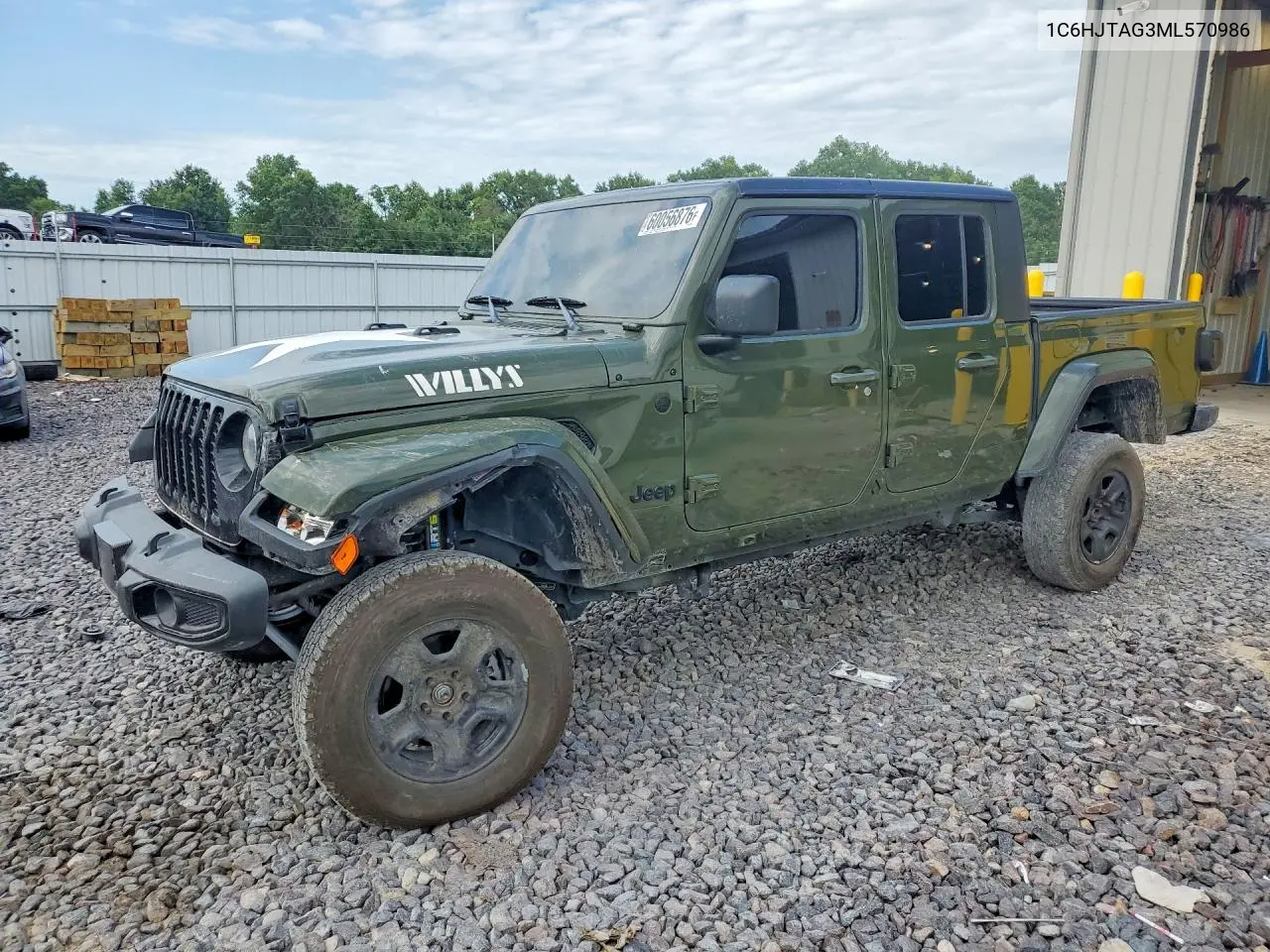2021 Jeep Gladiator Sport VIN: 1C6HJTAG3ML570986 Lot: 60056876