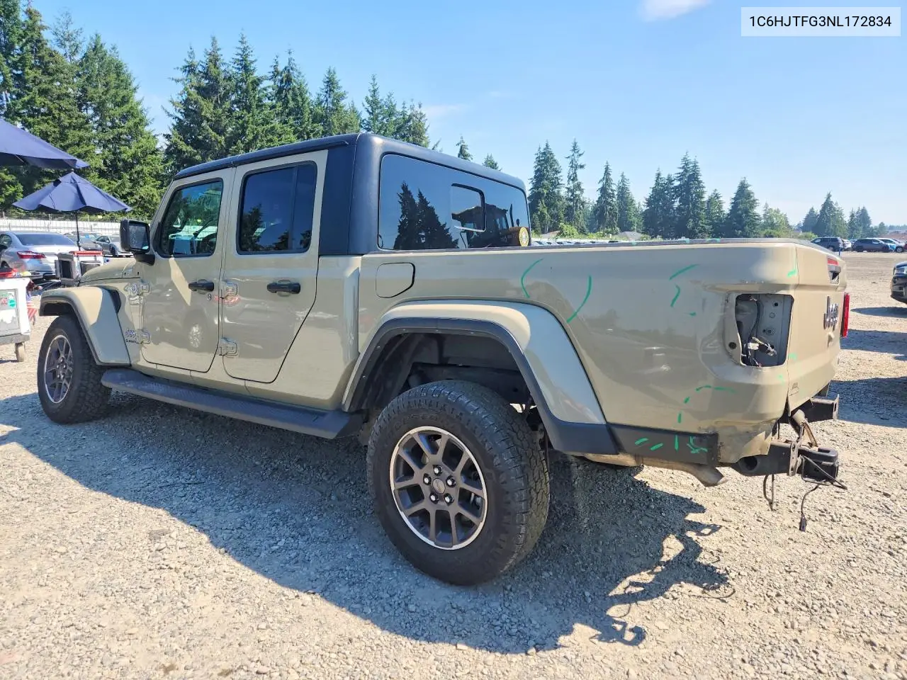 2022 Jeep Gladiator Overland VIN: 1C6HJTFG3NL172834 Lot: 61239366
