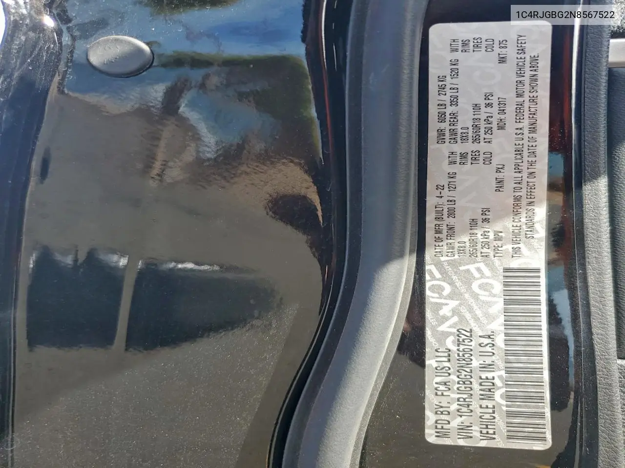 1C4RJGBG2N8567522 2022 Jeep Grand Cherokee Limited
