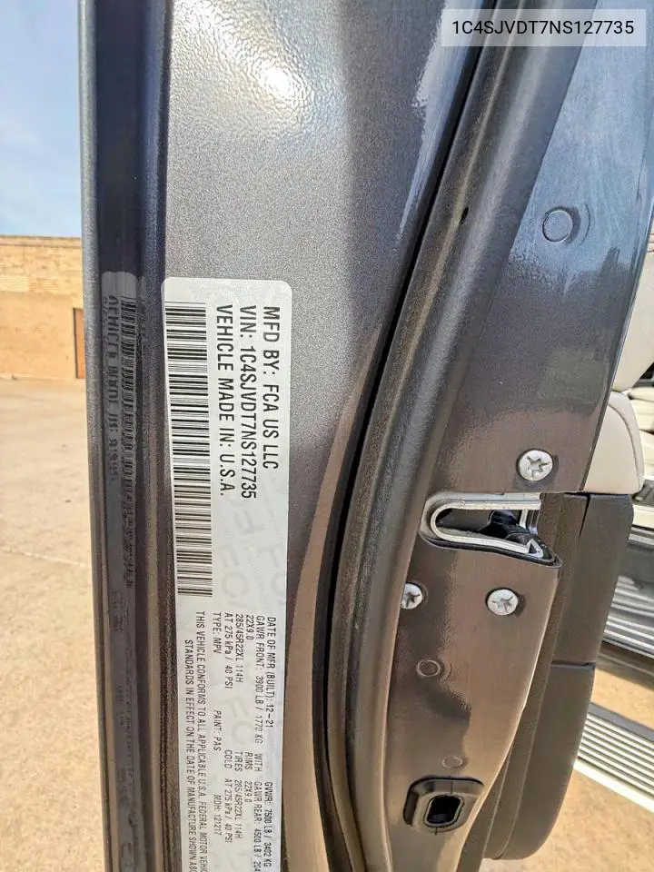 2022 Jeep Wagoneer Series Iii VIN: 1C4SJVDT7NS127735 Lot: 58316696