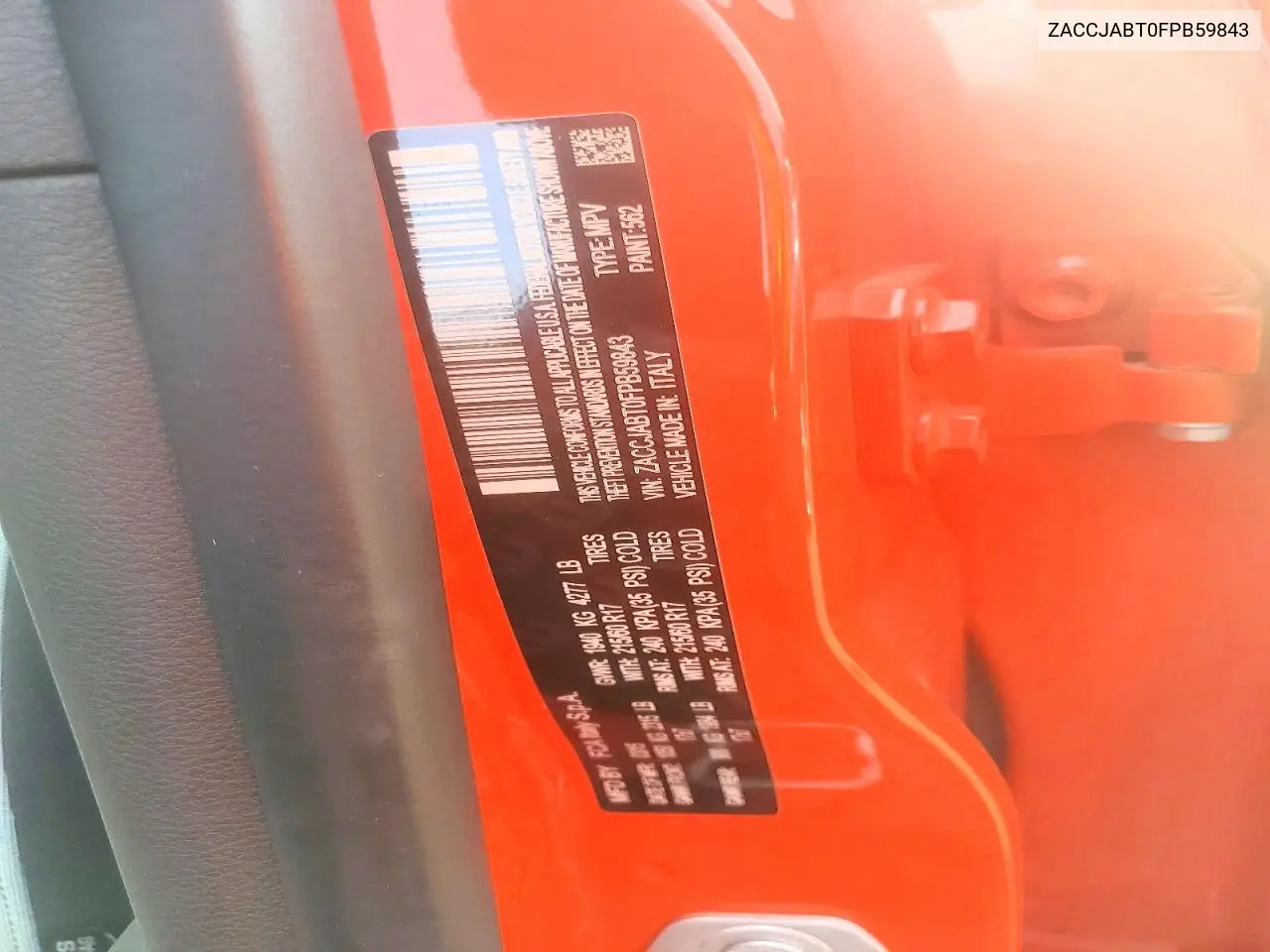 2015 Jeep Renegade Latitude VIN: ZACCJABT0FPB59843 Lot: 60783366