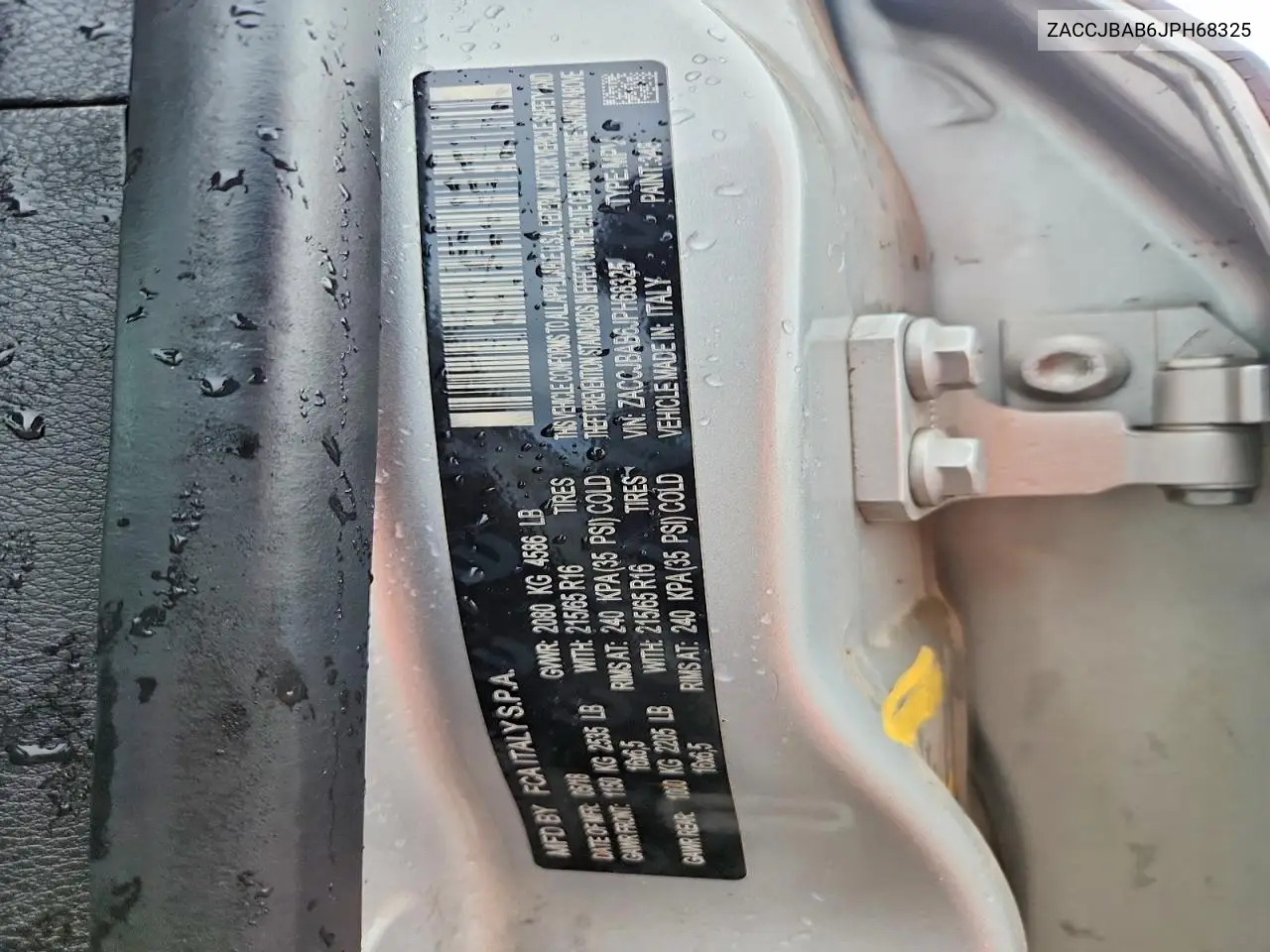 2018 Jeep Renegade Sport VIN: ZACCJBAB6JPH68325 Lot: 61392326