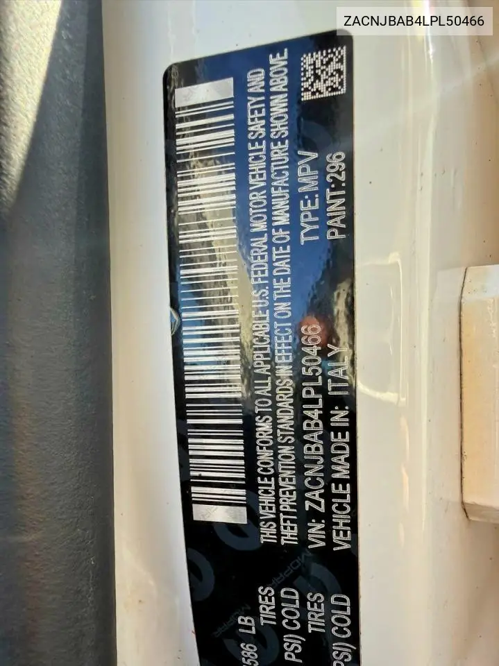ZACNJBAB4LPL50466 2020 Jeep Renegade Sport