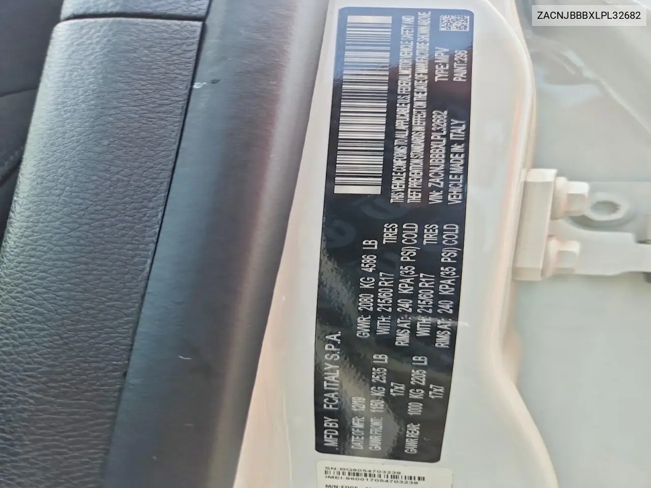 2020 Jeep Renegade Latitude VIN: ZACNJBBBXLPL32682 Lot: 61419676