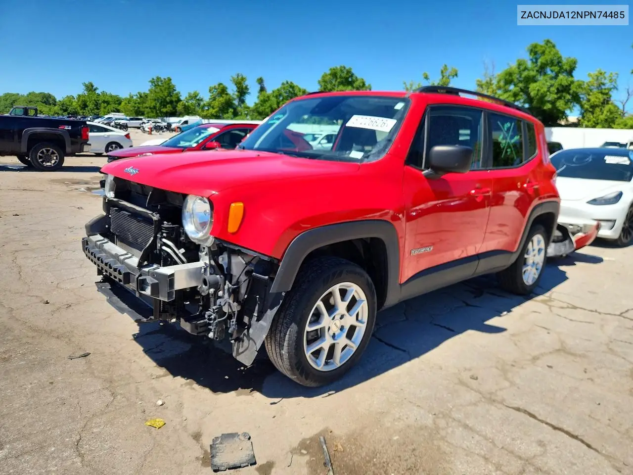 2022 Jeep Renegade Sport VIN: ZACNJDA12NPN74485 Lot: 57226626