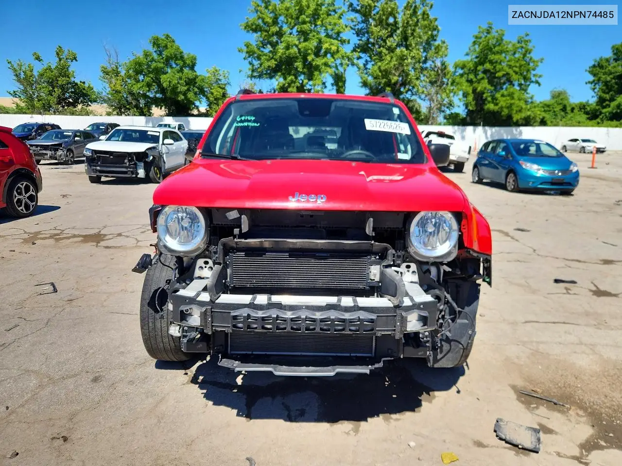 2022 Jeep Renegade Sport VIN: ZACNJDA12NPN74485 Lot: 57226626