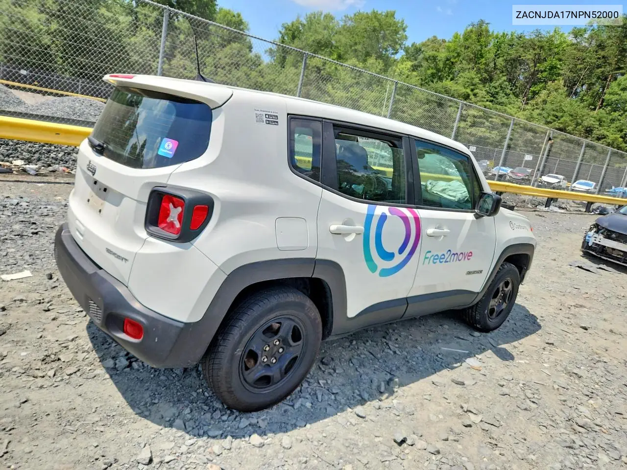 2022 Jeep Renegade Sport VIN: ZACNJDA17NPN52000 Lot: 59641226