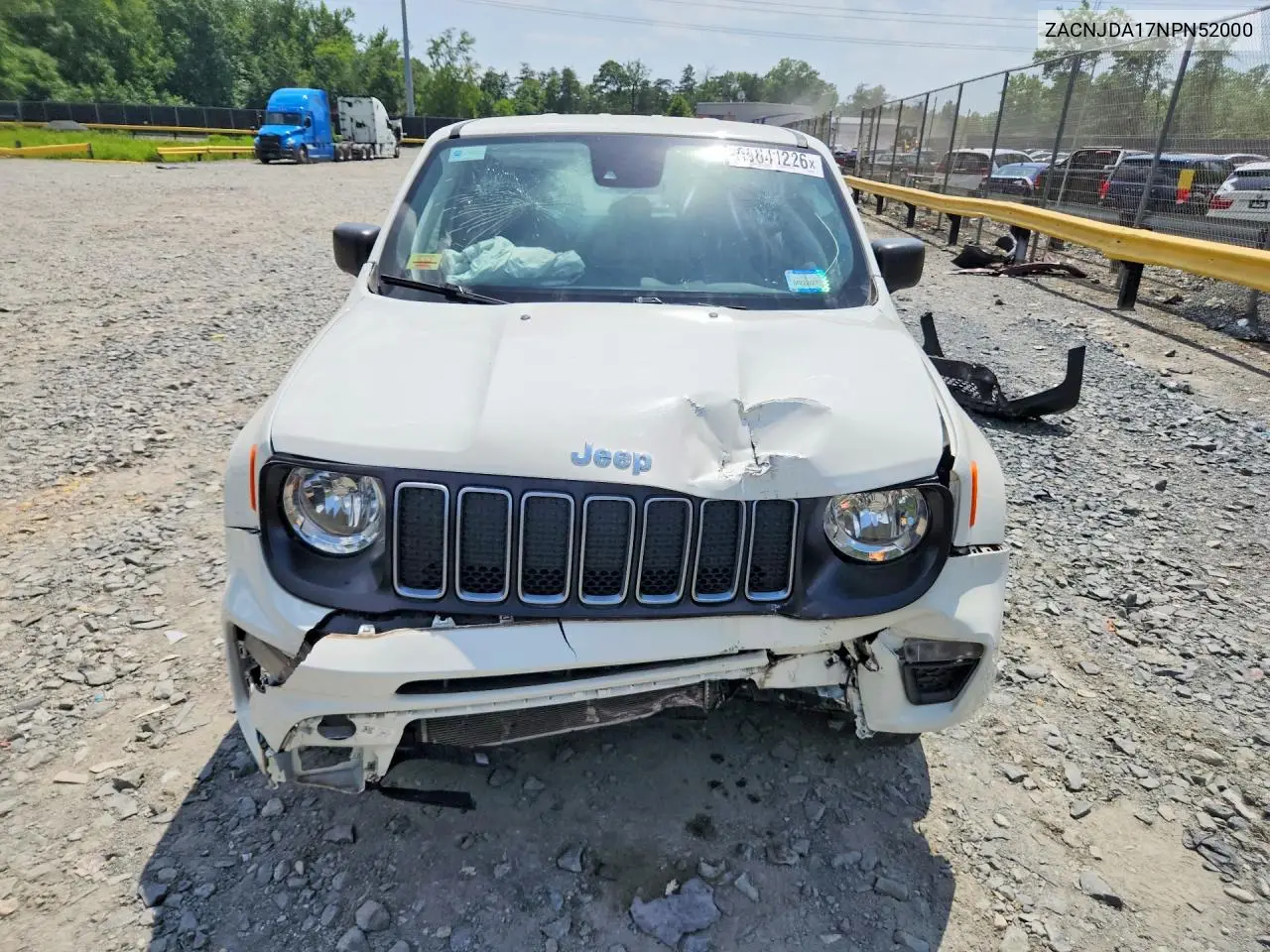 2022 Jeep Renegade Sport VIN: ZACNJDA17NPN52000 Lot: 59641226