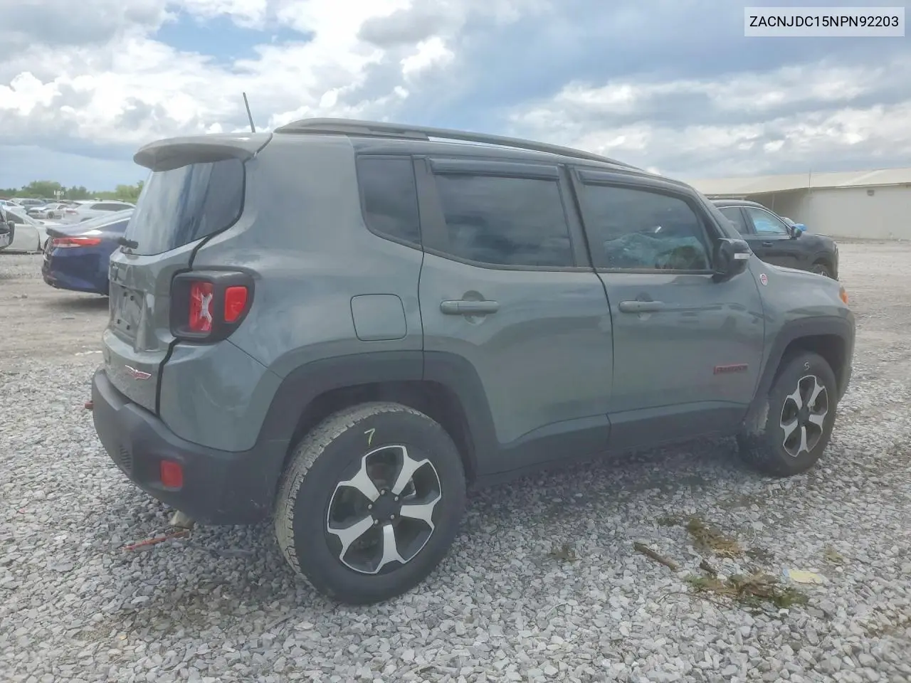 2022 Jeep Renegade Trailhawk VIN: ZACNJDC15NPN92203 Lot: 60330926