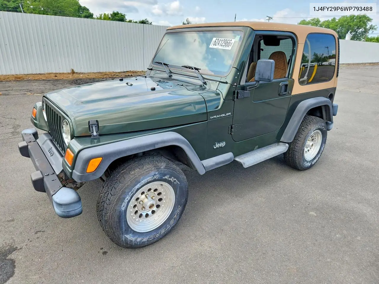 1998 Jeep Wrangler / Tj Se VIN: 1J4FY29P6WP793488 Lot: 62412966