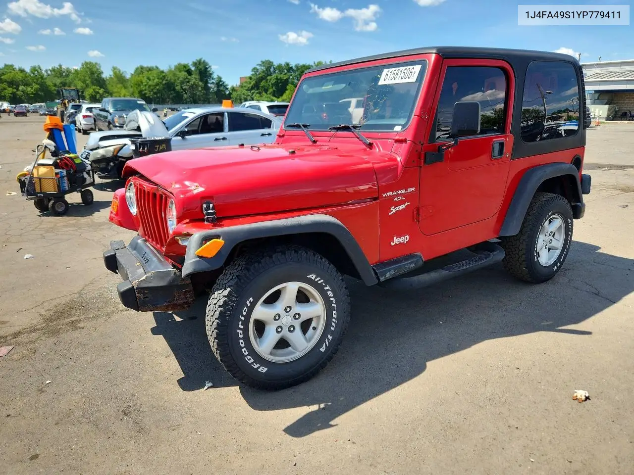 2000 Jeep Wrangler / Tj Sport VIN: 1J4FA49S1YP779411 Lot: 61581506