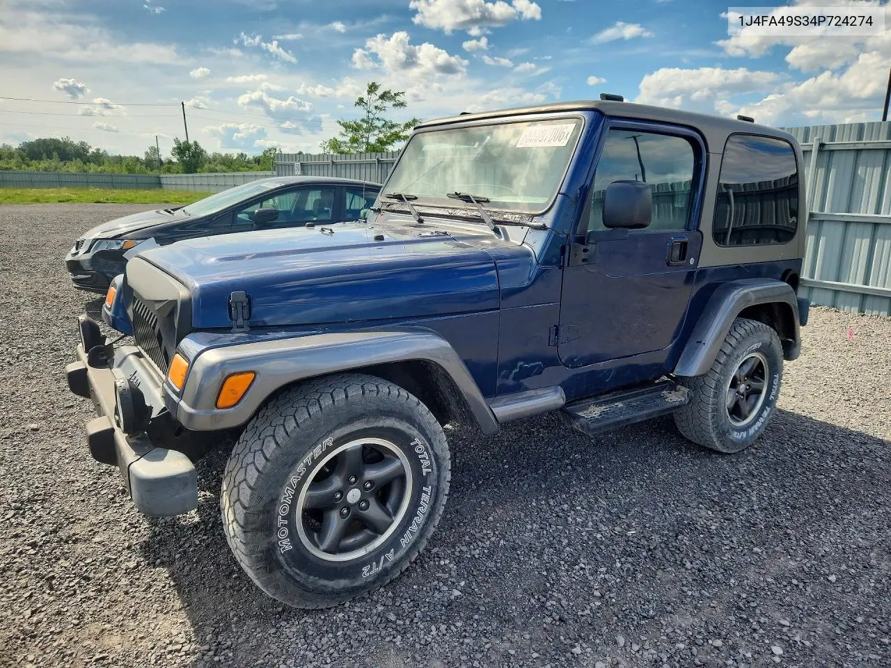 2004 Jeep Wrangler / Tj Sport VIN: 1J4FA49S34P724274 Lot: 58897006