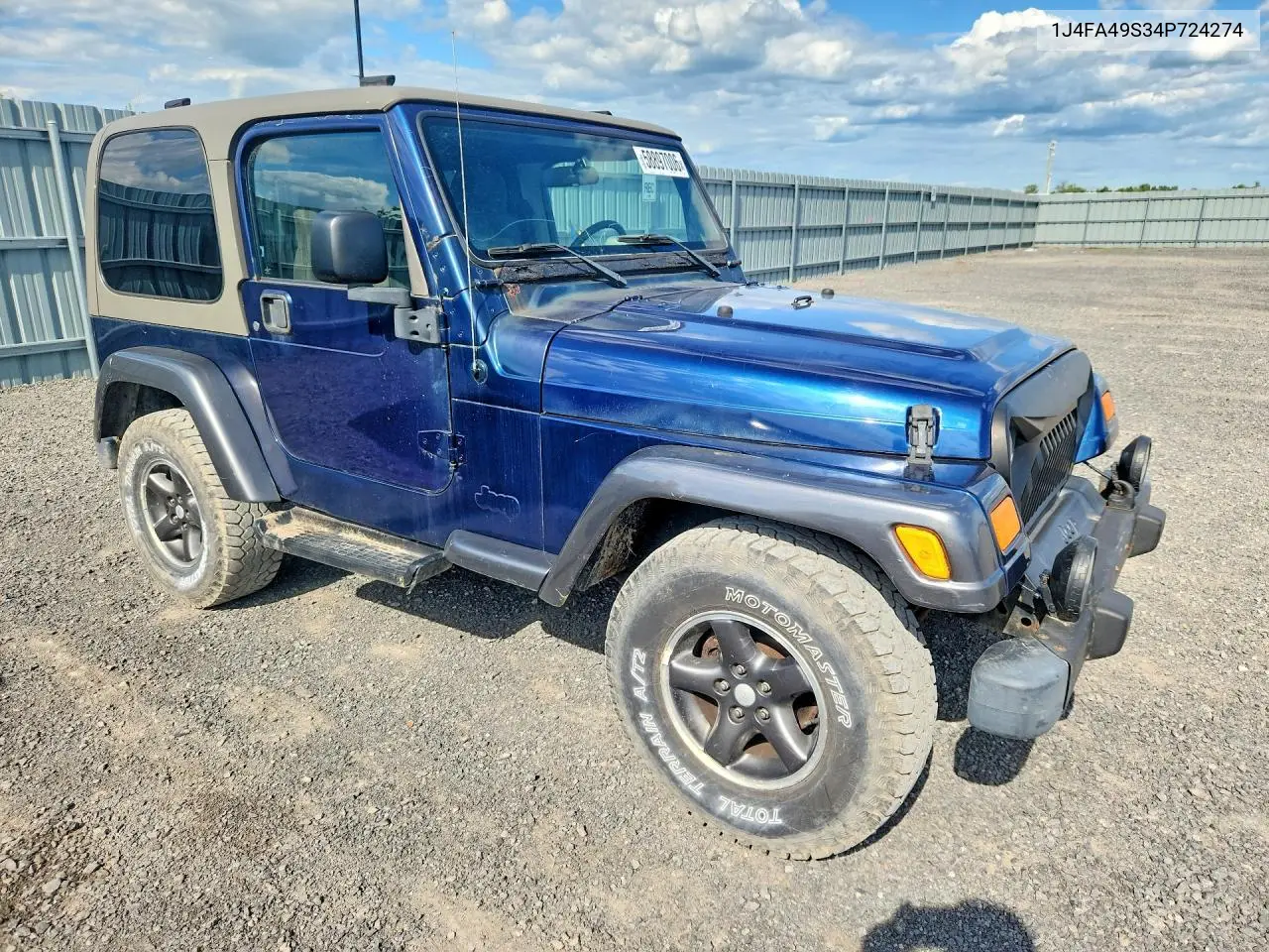 2004 Jeep Wrangler / Tj Sport VIN: 1J4FA49S34P724274 Lot: 58897006