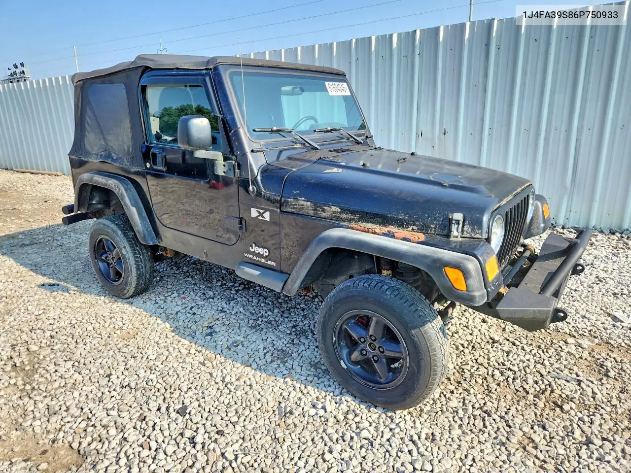 2006 Jeep Wrangler X VIN: 1J4FA39S86P750933 Lot: 61684346