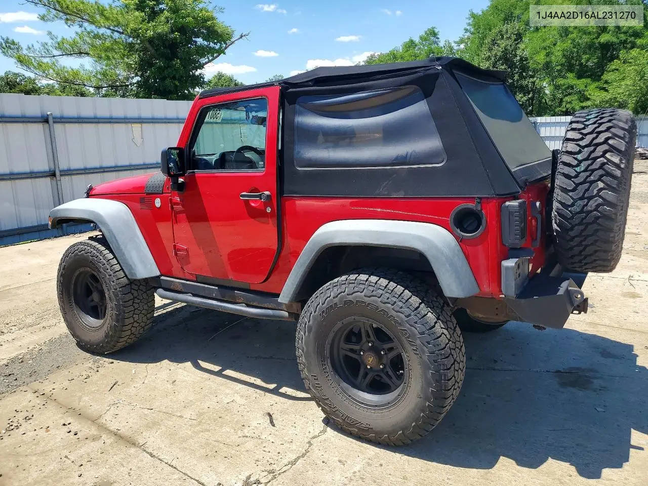 2010 Jeep Wrangler Sport VIN: 1J4AA2D16AL231270 Lot: 58071126