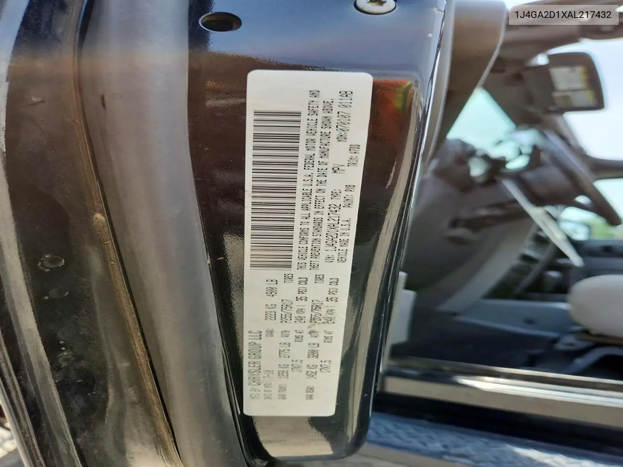 2010 Jeep Wrangler Sport VIN: 1J4GA2D1XAL217432 Lot: 60832156