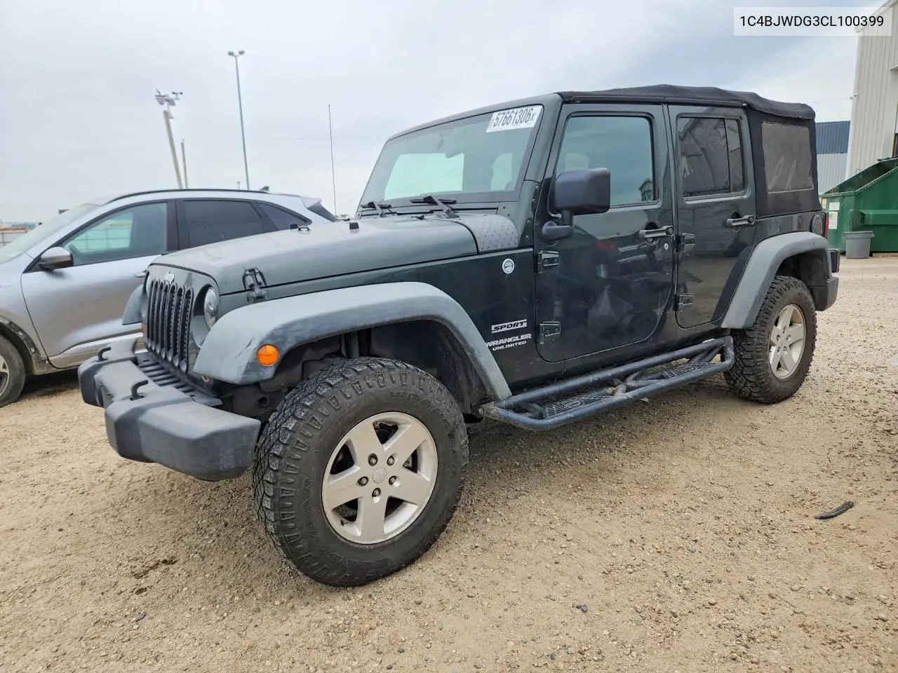 1C4BJWDG3CL100399 2012 Jeep Wrangler Unlimited Sport