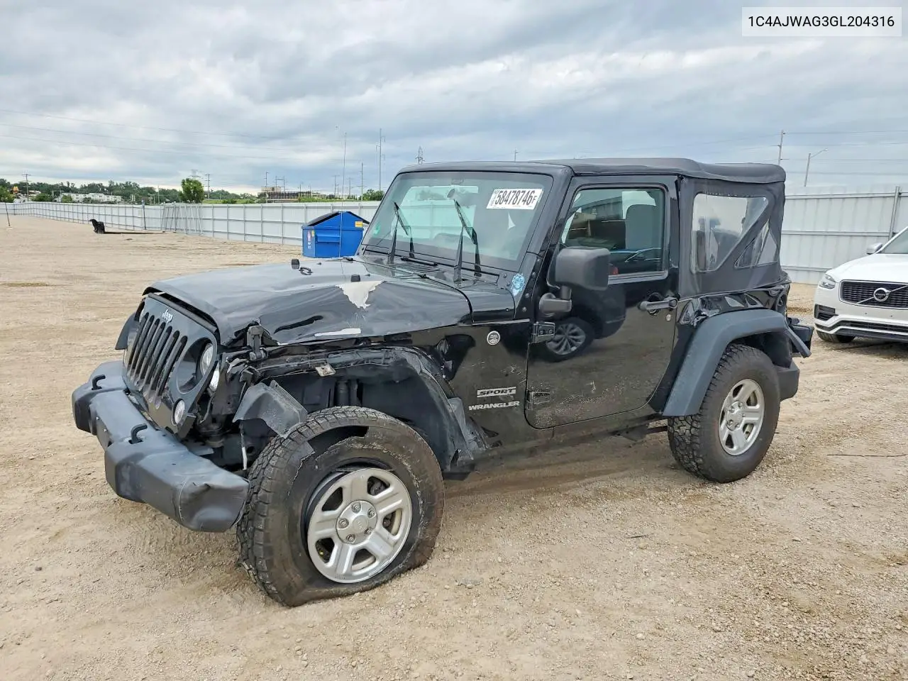 2016 Jeep Wrangler Sport VIN: 1C4AJWAG3GL204316 Lot: 58478746