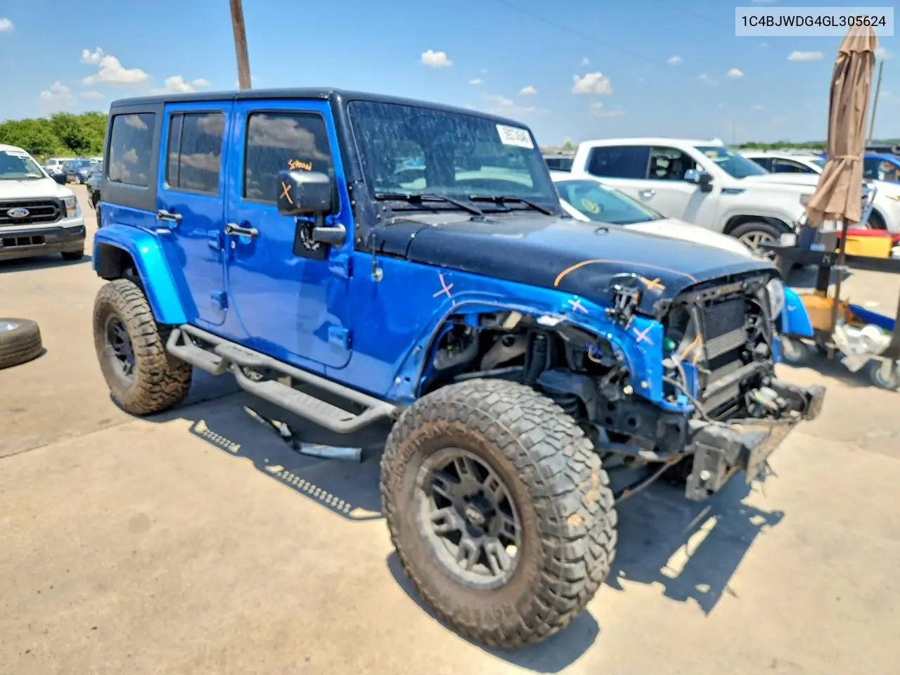 2016 Jeep Wrangler Unlimited Sport VIN: 1C4BJWDG4GL305624 Lot: 59374546