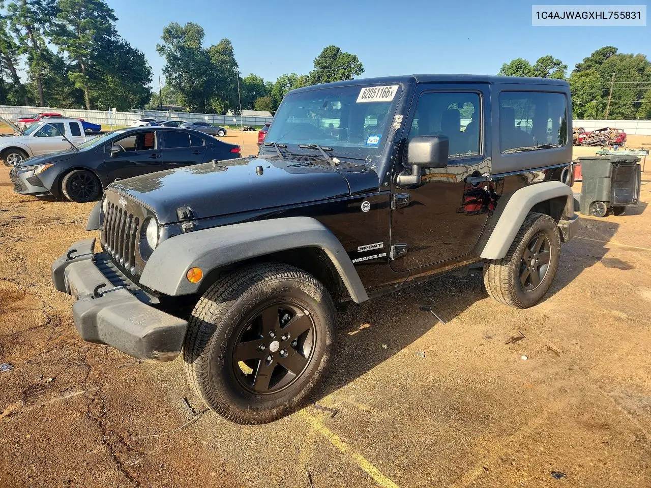 2017 Jeep Wrangler Sport VIN: 1C4AJWAGXHL755831 Lot: 62051166