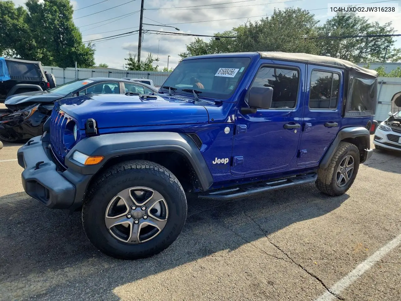 2018 Jeep Wrangler Unlimited Sport VIN: 1C4HJXDG2JW316238 Lot: 61688456