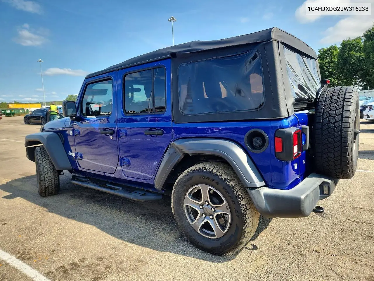 2018 Jeep Wrangler Unlimited Sport VIN: 1C4HJXDG2JW316238 Lot: 61688456