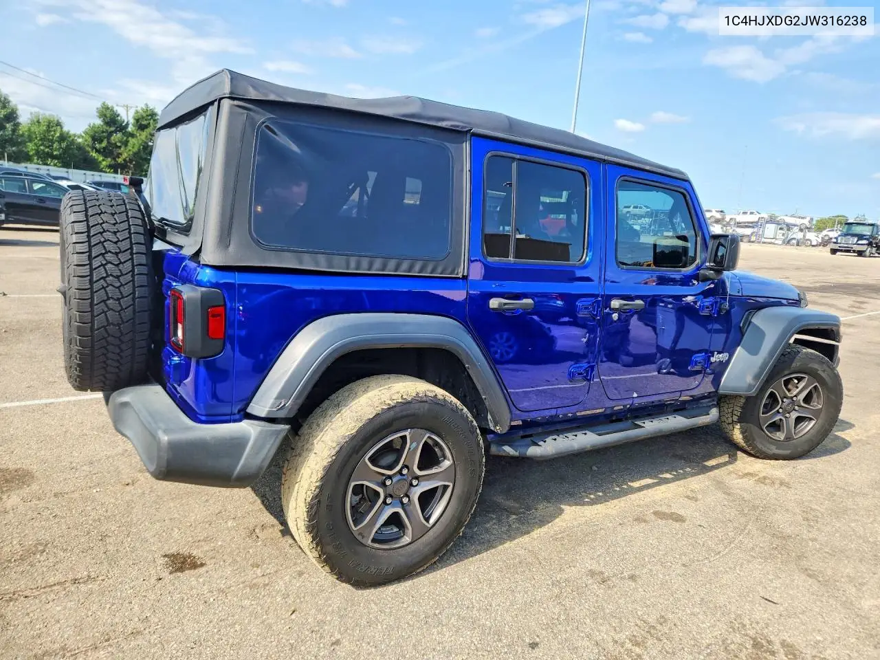 2018 Jeep Wrangler Unlimited Sport VIN: 1C4HJXDG2JW316238 Lot: 61688456