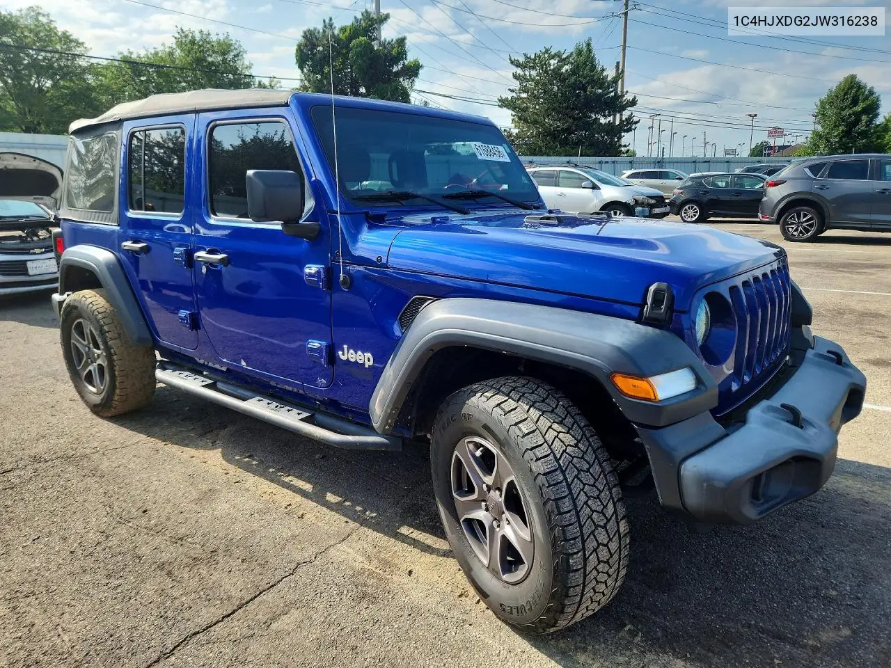 2018 Jeep Wrangler Unlimited Sport VIN: 1C4HJXDG2JW316238 Lot: 61688456