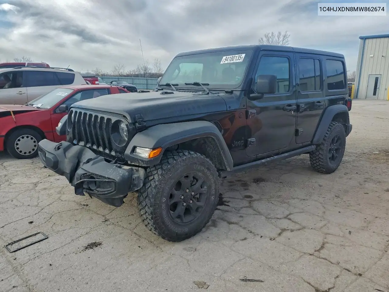 1C4HJXDN8MW862674 2021 Jeep Wrangler Unlimited Sport