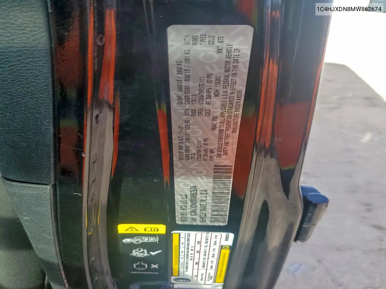 1C4HJXDN8MW862674 2021 Jeep Wrangler Unlimited Sport
