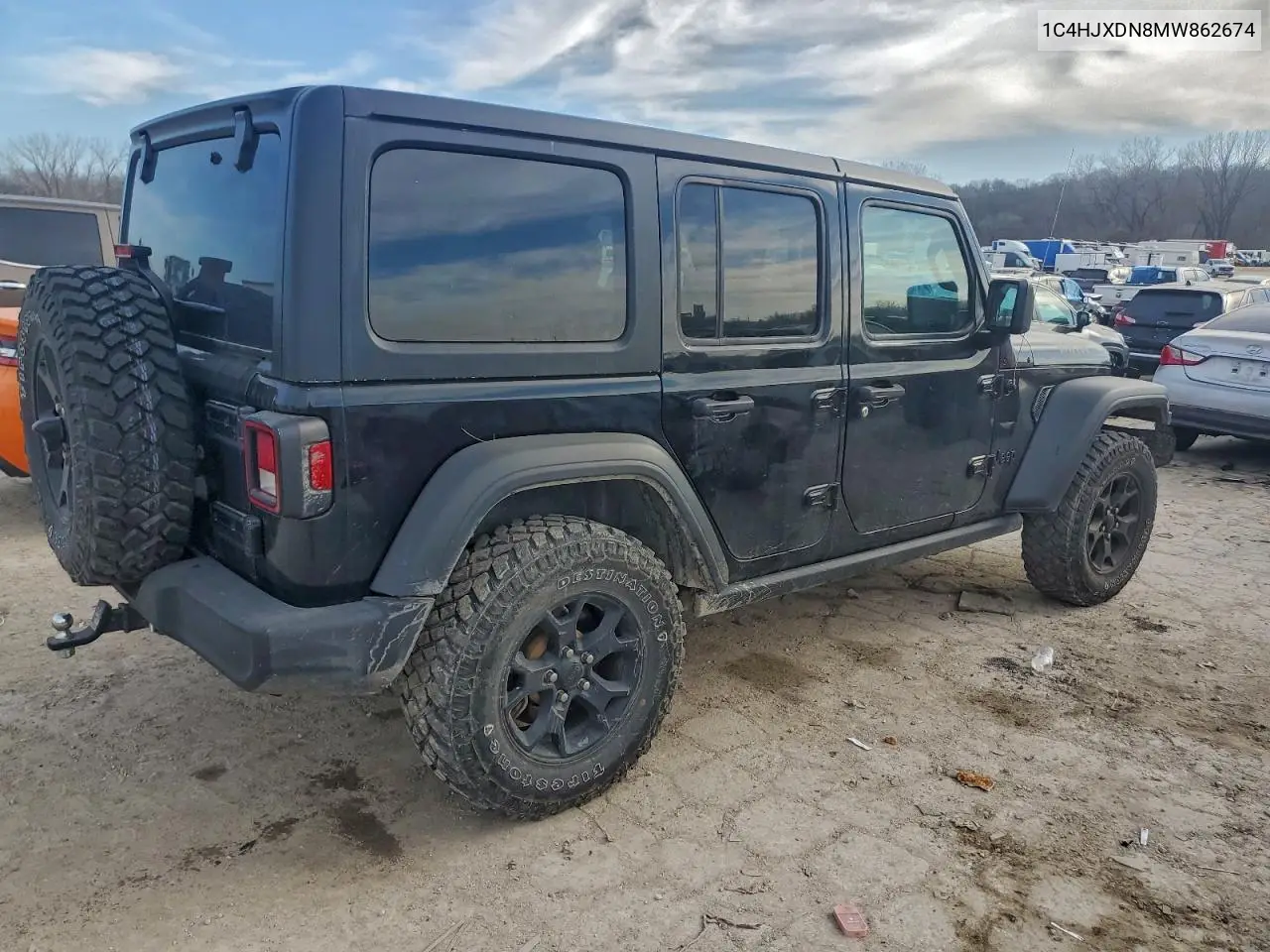 1C4HJXDN8MW862674 2021 Jeep Wrangler Unlimited Sport
