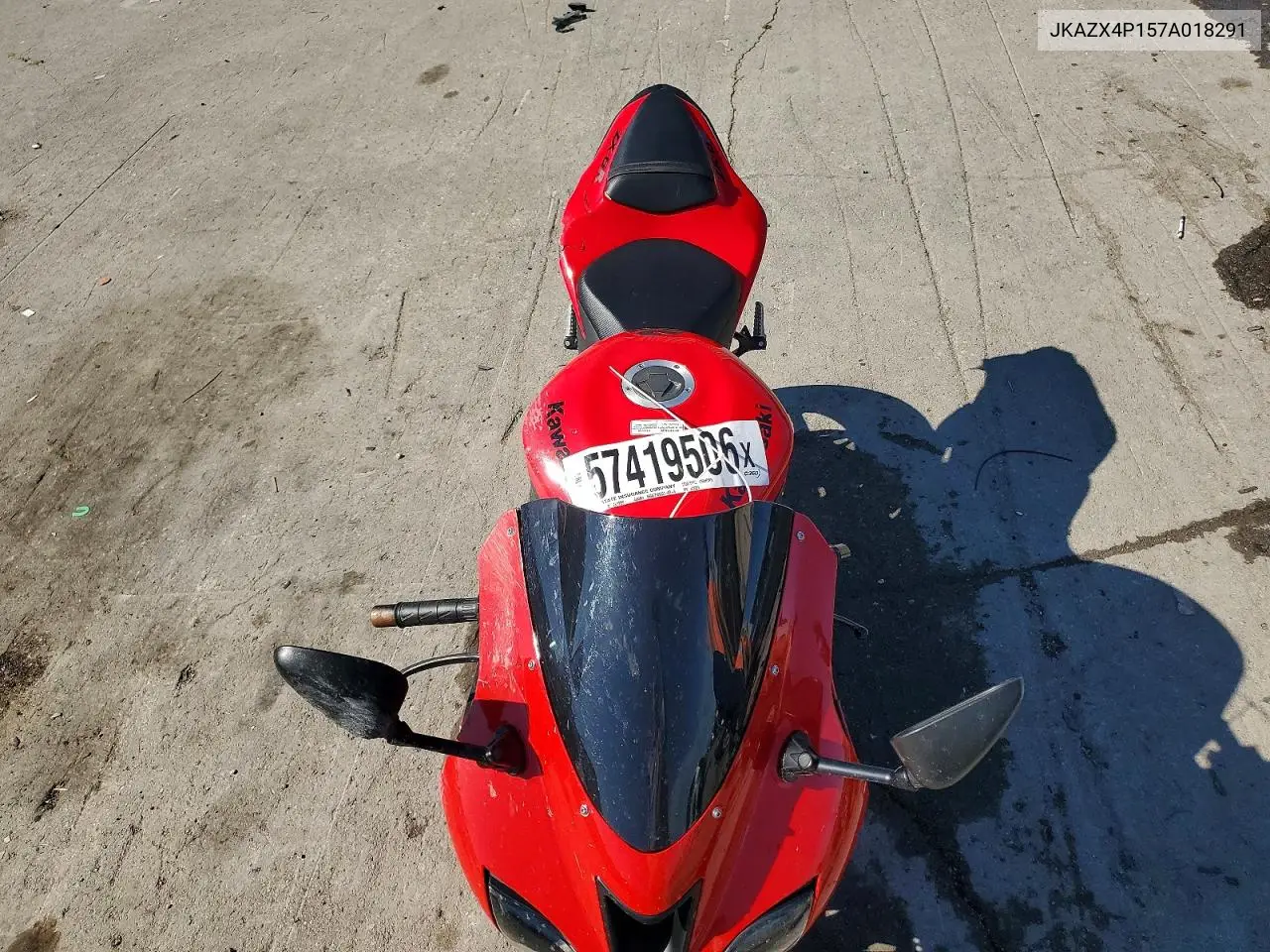 2007 Kawasaki Zx600 P VIN: JKAZX4P157A018291 Lot: 57419506