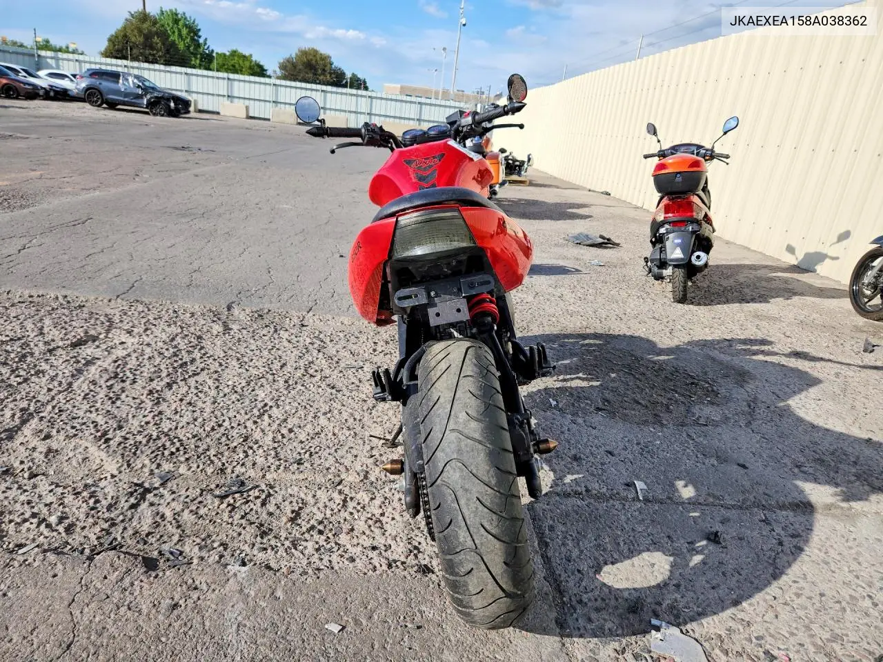 2008 Kawasaki Ex650 A VIN: JKAEXEA158A038362 Lot: 56003836