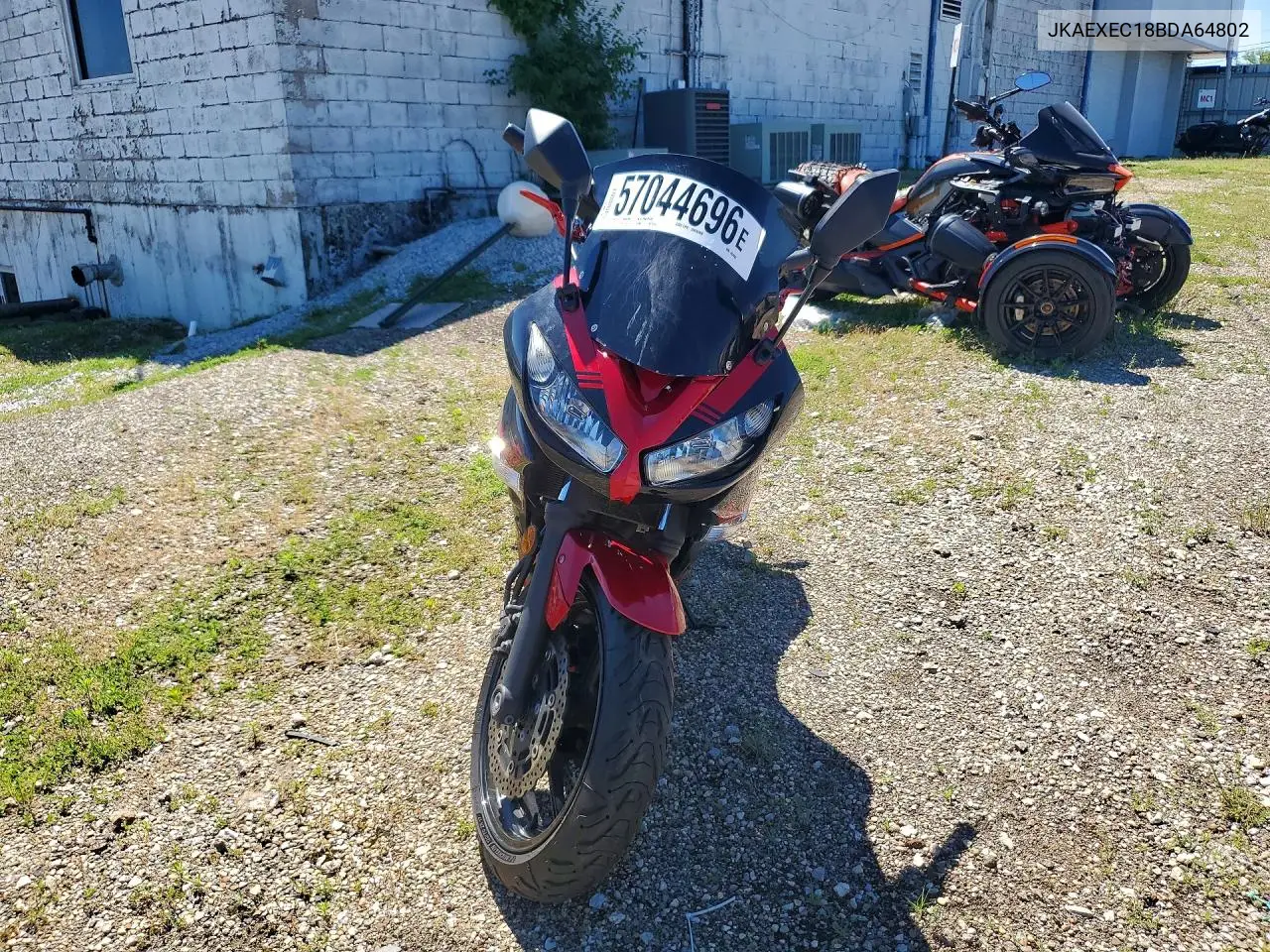 2011 Kawasaki Ex650 C VIN: JKAEXEC18BDA64802 Lot: 57044696