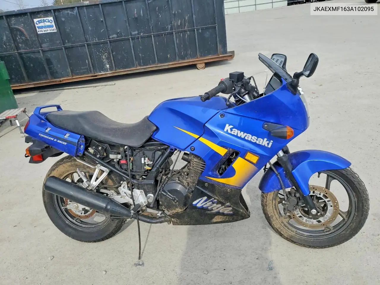 2003 Kawasaki Ex250 F VIN: JKAEXMF163A102095 Lot: 47909206