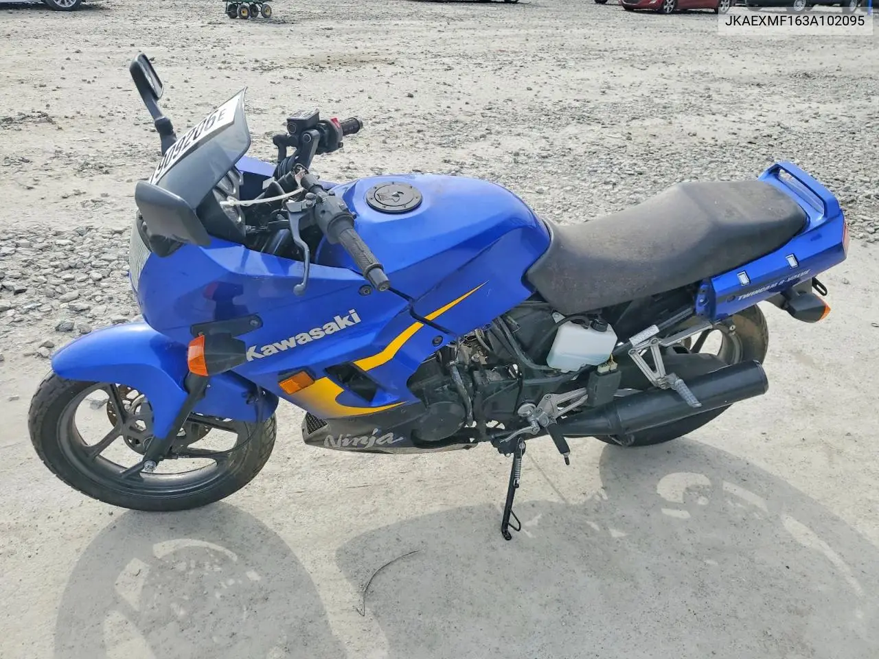 2003 Kawasaki Ex250 F VIN: JKAEXMF163A102095 Lot: 47909206