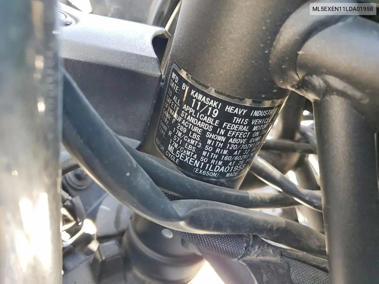 2020 Kawasaki Ex650 N VIN: ML5EXEN11LDA01958 Lot: 51332066