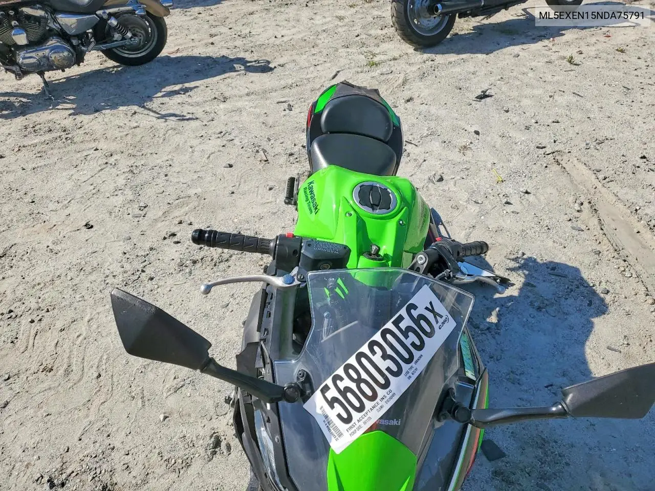 2022 Kawasaki Ex650 N VIN: ML5EXEN15NDA75791 Lot: 56803056