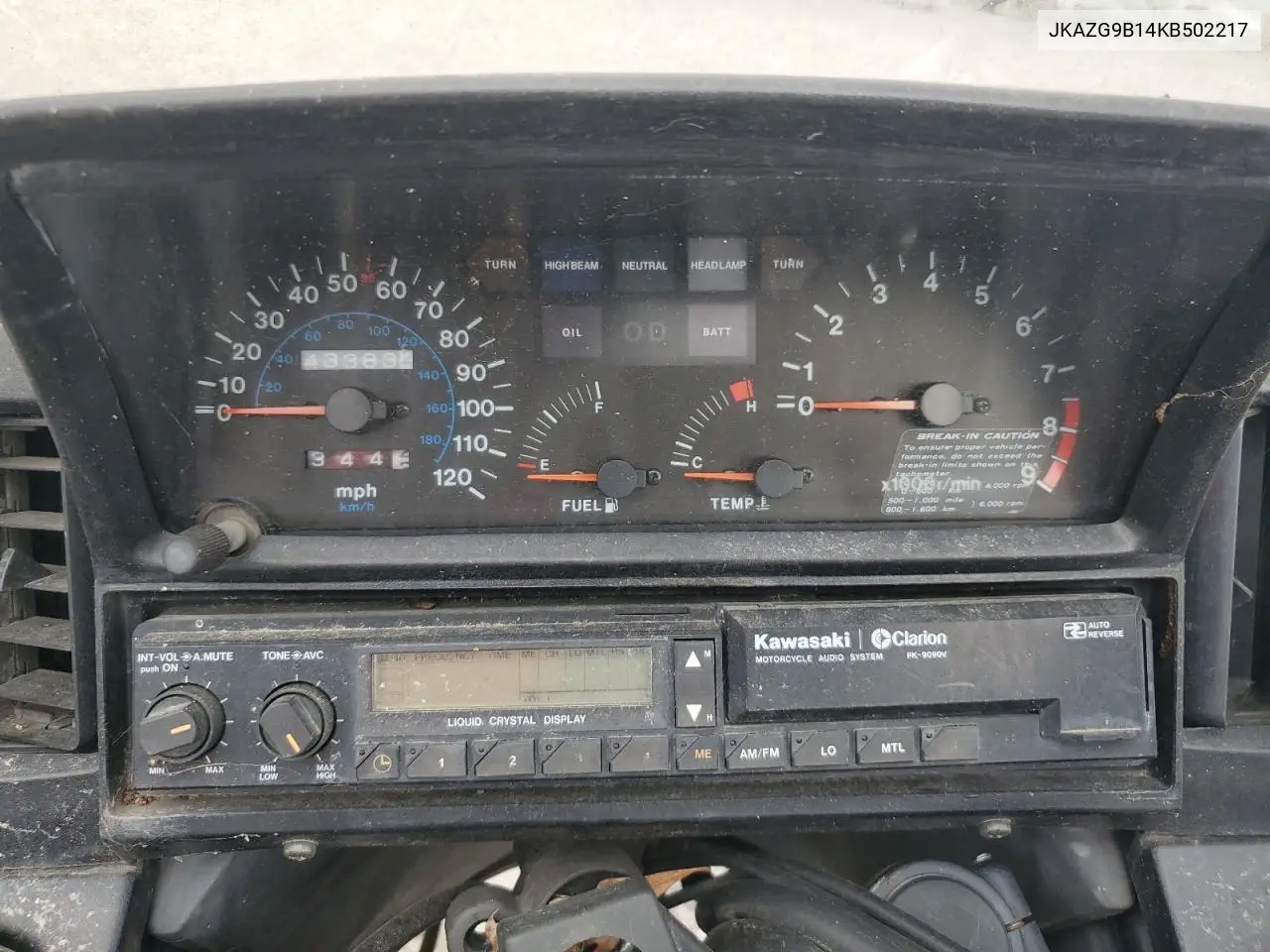 1989 Kawasaki Zg1200 VIN: JKAZG9B14KB502217 Lot: 71425395