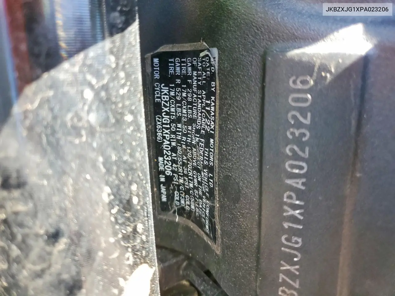 2023 Kawasaki Zx636 K VIN: JKBZXJG1XPA023206 Lot: 56492086