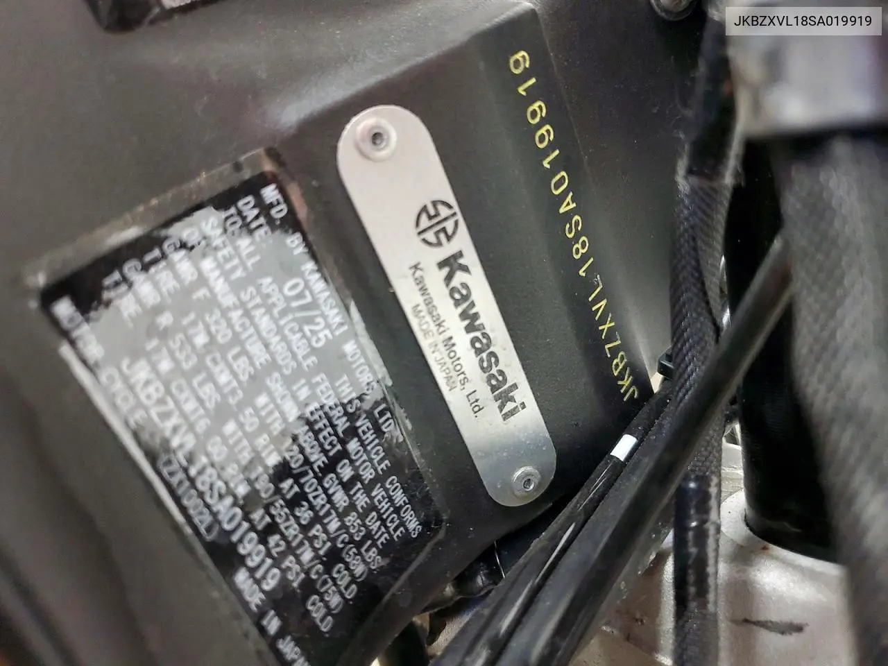 2025 Kawasaki Zx1002 L VIN: JKBZXVL18SA019919 Lot: 60997286