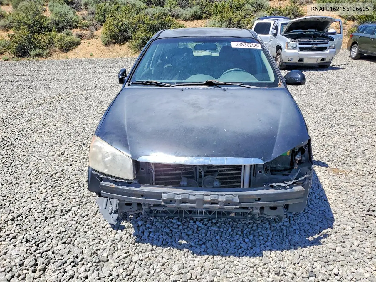 2005 Kia Spectra Spectra5 VIN: KNAFE162155106605 Lot: 53836256