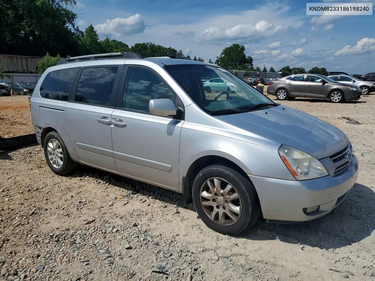 2008 Kia Sedona Lx VIN: KNDMB233186198240 Lot: 57943946