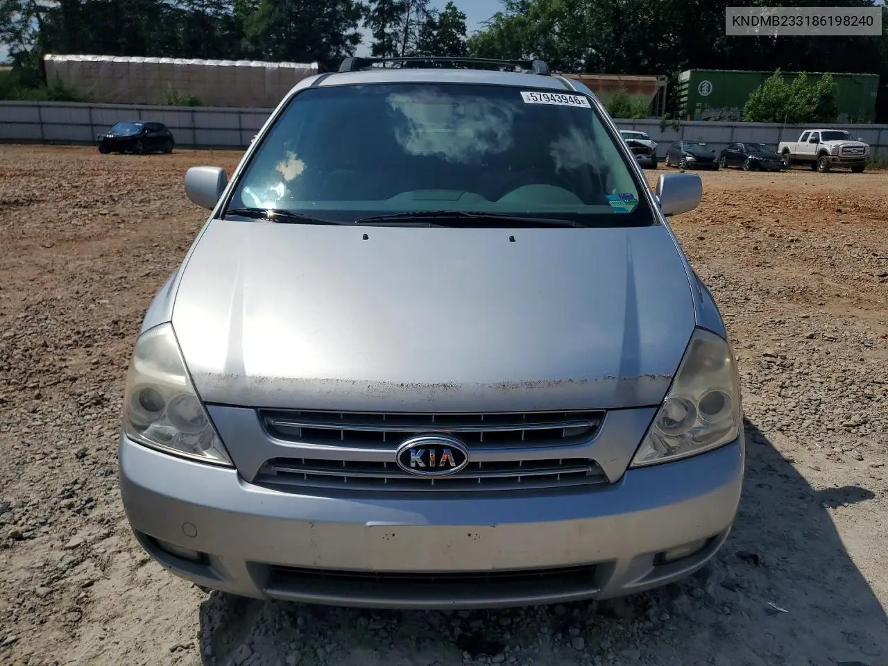 2008 Kia Sedona Lx VIN: KNDMB233186198240 Lot: 57943946