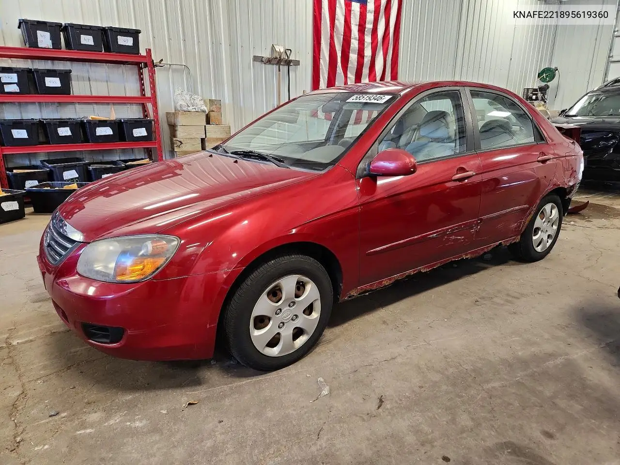 2009 Kia Spectra Lx VIN: KNAFE221895619360 Lot: 58519346