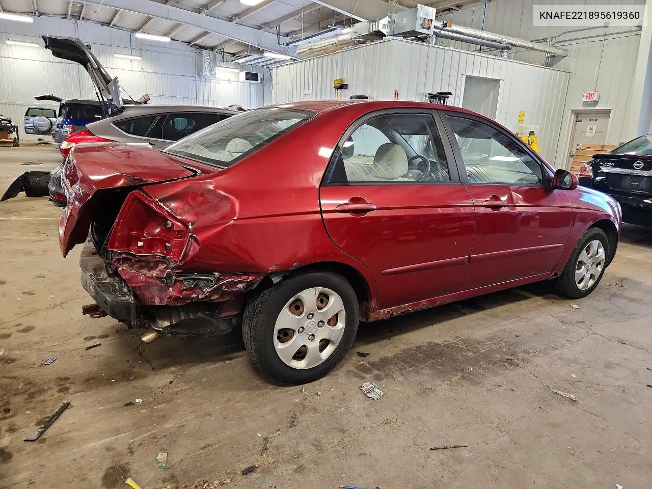 2009 Kia Spectra Lx VIN: KNAFE221895619360 Lot: 58519346